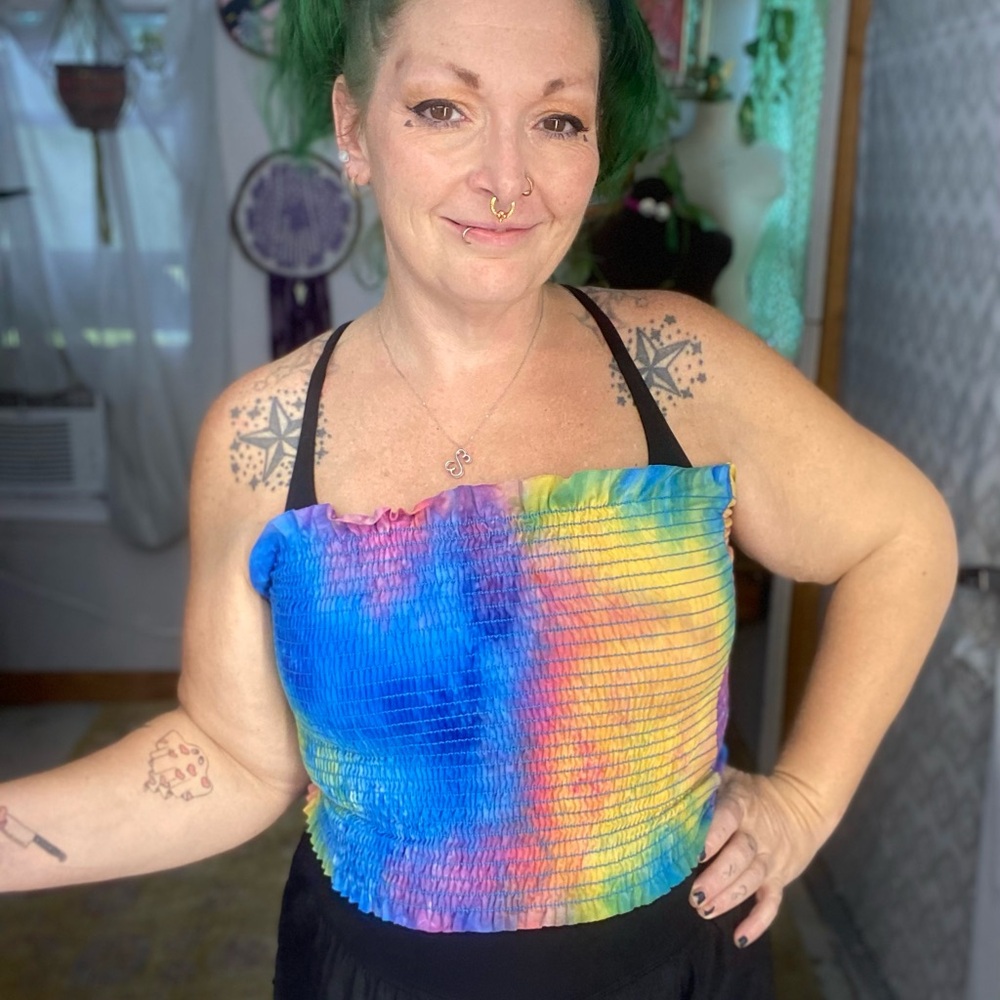 Tres Bien Tie Dye Smocked Tube Top Size Small